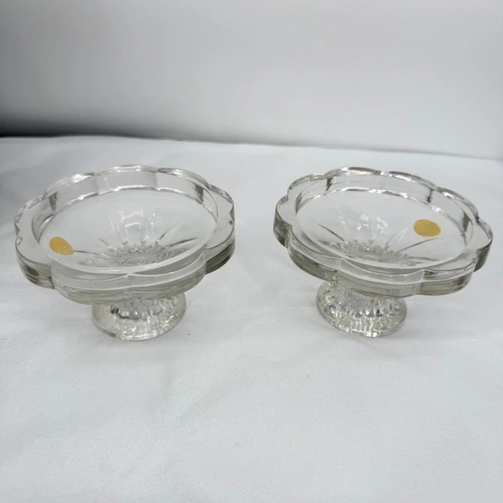 VTG 24% Lead Crystal Candle Holders Blarney Scalloped w/ Box Pair 3in Elegant